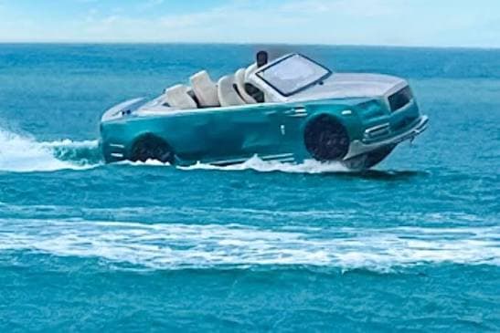 Jet car maintenance cost: Rolls-Royce-inspired WaterBoatCar jetcar cruising on open ocean